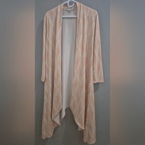 Manaola Peach & Ivory Draped Open Front Cardigan